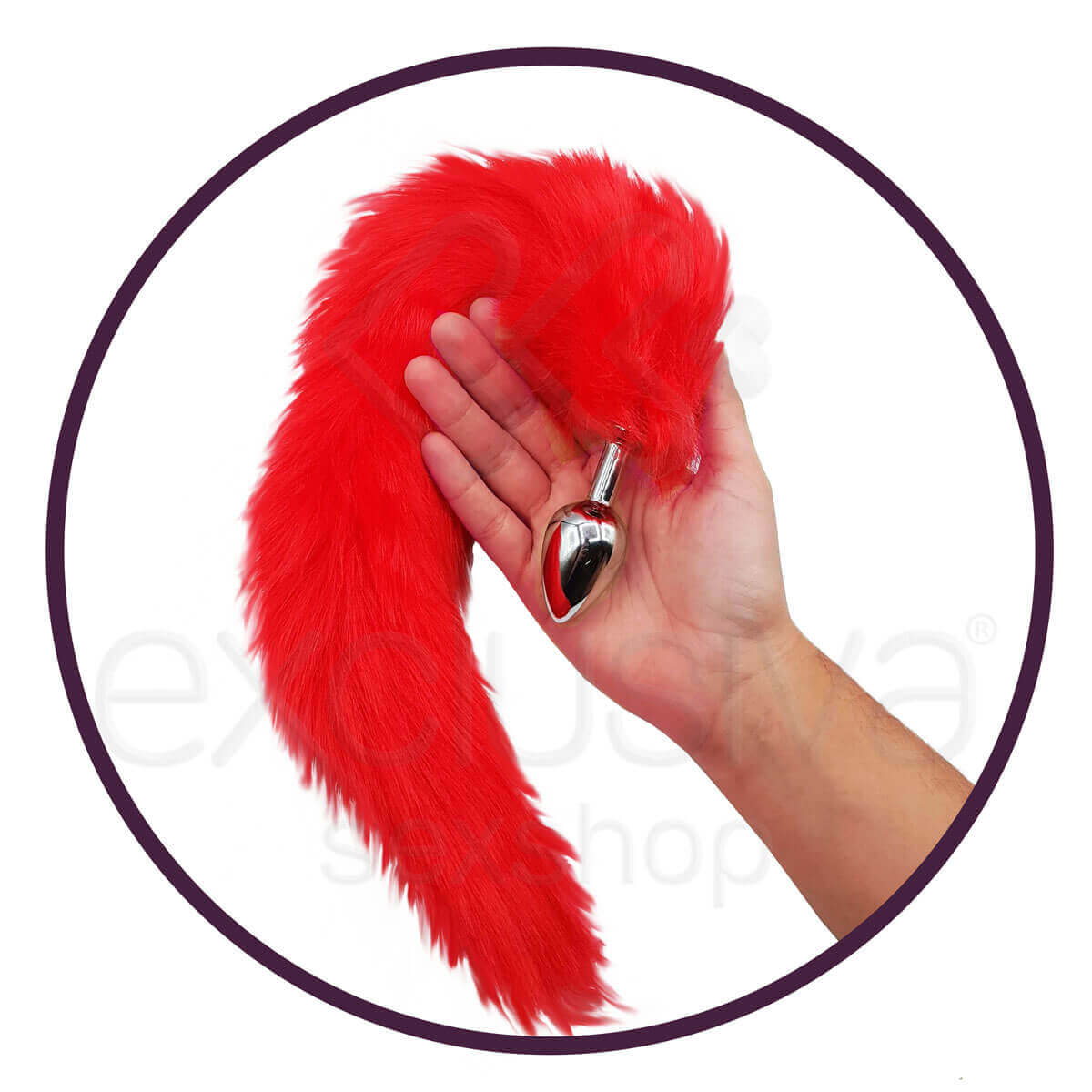 Plug Anal Cônico de Metal com Realístico Rabo de Raposa Vermelho - 2