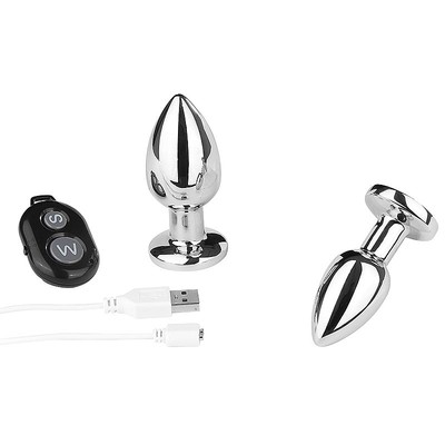 Foto 5 do produto Plug Anal Cônico em Metal Recarregável com 10 Modos de Vibrações e Controle Remoto Sem Fio - Sexy Import | Disponível em 2 Cores no Tamanho "P"