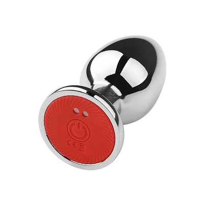 Foto 4 do produto Plug Anal Cônico em Metal Recarregável com 10 Modos de Vibrações e Controle Remoto Sem Fio - Massager | Tamanho: M | Disponível em 2 Cores