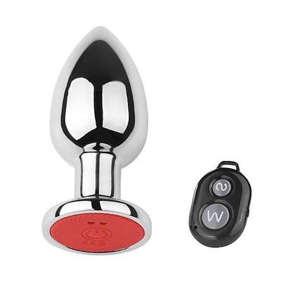Foto 2 do produto Plug Anal Cônico em Metal Recarregável com 10 Modos de Vibrações e Controle Remoto Sem Fio - Massager | Tamanho: M | Disponível em 2 Cores