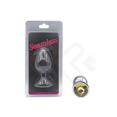 Foto 1 do produto Plug Anal Cônico em Metal no Tamanho "M" com Joia na Base - Seamless Butt Plug Starting | 6,8 x 3,3 cm | Disponível em 8 Cores