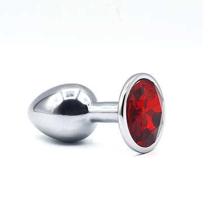Foto 1 do produto Plug Anal Cônico em Metal no Tamanho P com Joia na Base - Seamless | 5,5 x 2,6 cm | Disponível em 7 Cores
