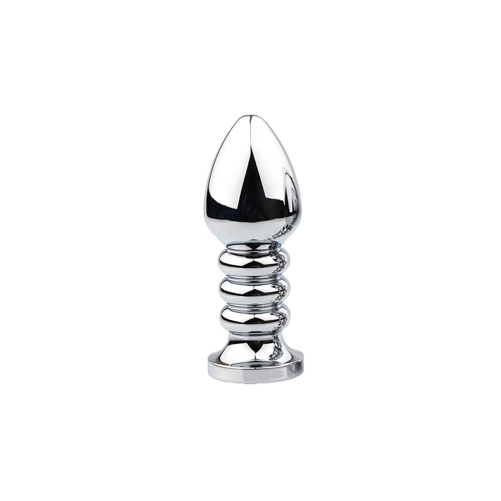 Plug Anal Cônico de Metal com Textura Anelar e Detalhe de Jóias na Base - 10,5 x 3,8 cm - 1