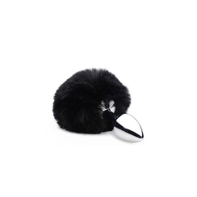 Foto 2 do produto Plug Anal Cônico "P" em Metal com Pompom Preto - 3R Import | 5,9 x 2,6 cm