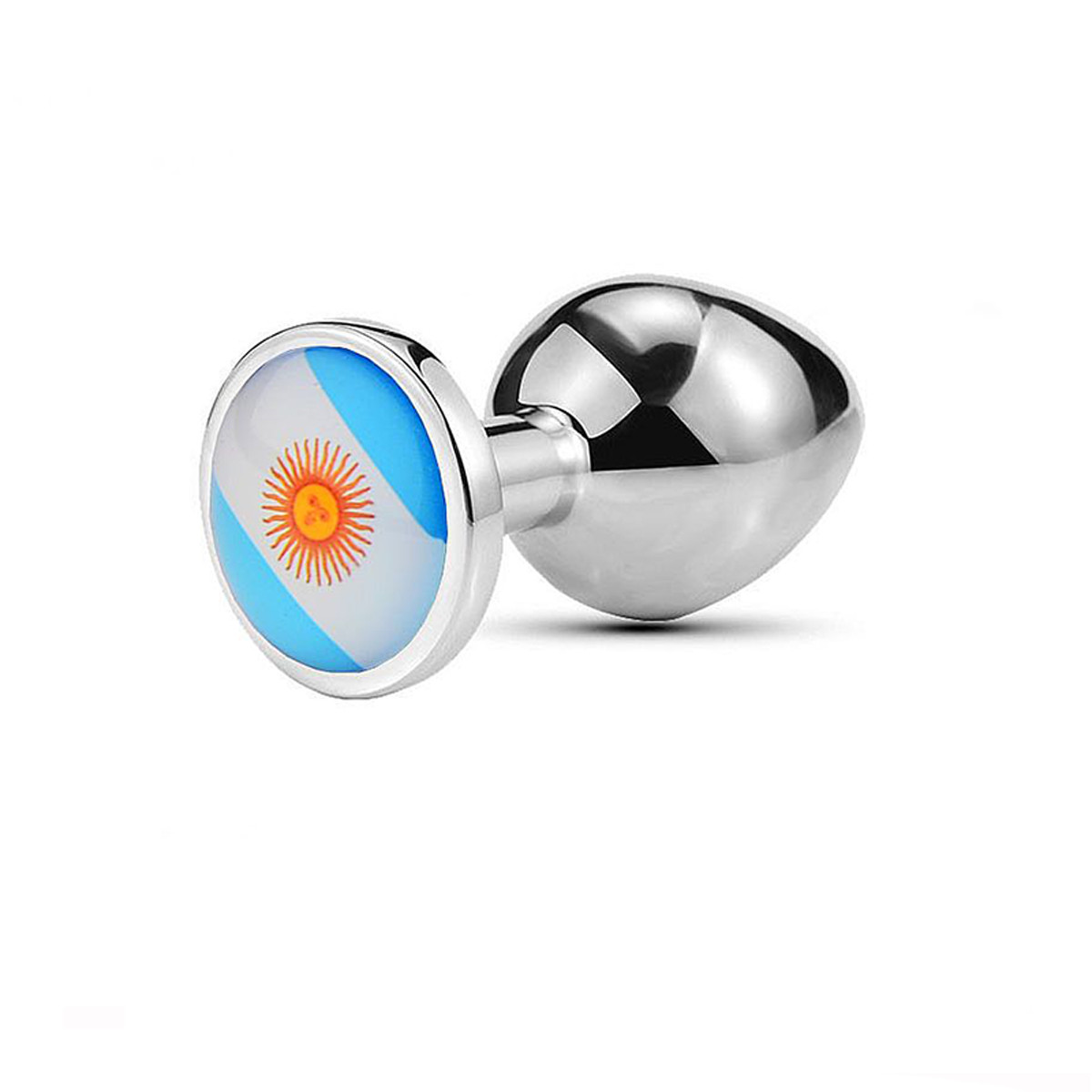 Plug Anal Cônico Prata "P" Com Detalhe De Pedra - Sexy Import Bandeiras das Seleções | 5,8 x 2,7 cm | Disponível em 8 Cores - 3