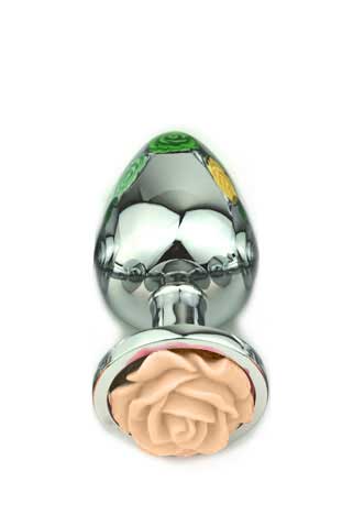 Plug Anal Cônico Prateado com Enfeite de Flor - Tamanho G | Disponível em 3 Cores - 2