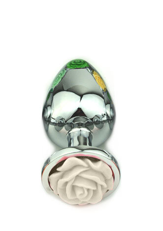 Plug Anal Cônico Prateado com Enfeite de Flor | Tamanho M | Disponível em 4 Cores - 2