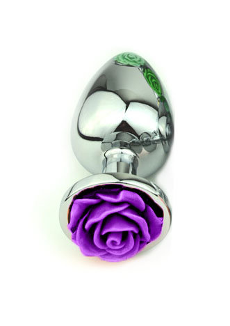 Plug Anal Cônico Prateado com Enfeite de Flor | Tamanho M | Disponível em 4 Cores - 4