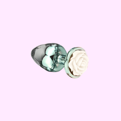 Foto 5 do produto Plug Anal ''P'' Cônico Prateado com Enfeite de Flor - 6 x 2,7 cm | Disponível em 4 Cores