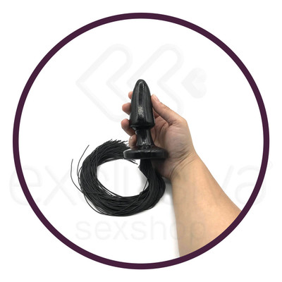 Plug Anal Cônico em PVC com Cauda Emborrachada - 9,2 x 3,6 cm