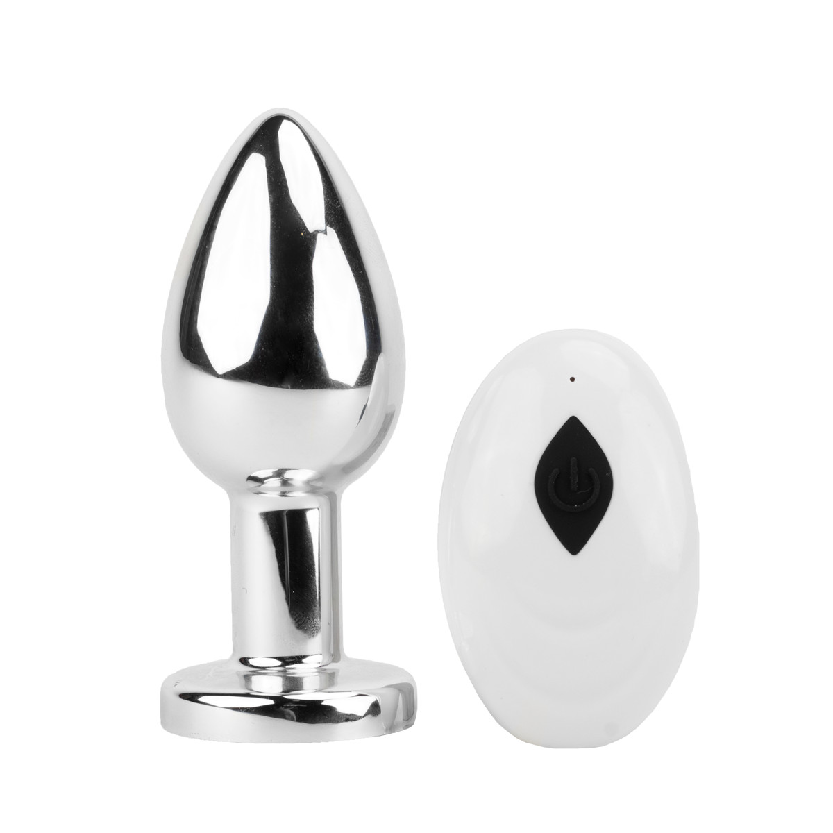 Plug Anal Cônico Tamanho "M" em ABS Cromado, Recarregável, Luz de LED na Base, 10 Modos de Vibração e Controle Remoto | 7,5 x 3,4 cm - 2