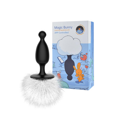 Foto 3 do produto Plug Anal Cônico Recarregável com Cauda de Coelho, 7 Modos de Vibração e Controle por Aplicativo - Magic Bunny | 8,3 x 2,8 cm