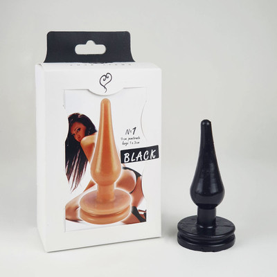 Foto 1 do produto Plug Anal Cônico em Silicone com Base Achatada na cor Preta - InNamorata Love Items N°01 | 8,4 x 2,4 cm