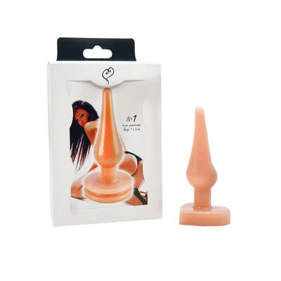 Plug Anal Cônico em Silicone, com Base Achatada no Formato de Coração na cor Bege - InNamorata Love Items N°01 | 8,6 x 2,8 cm