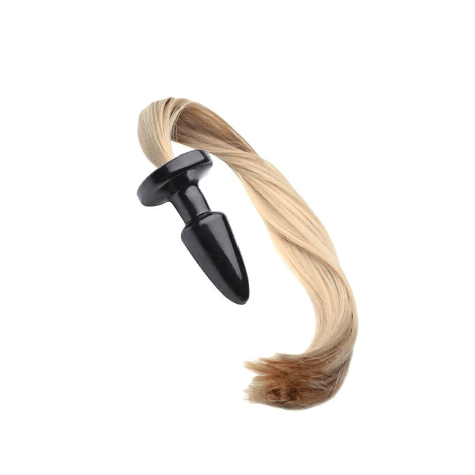 Plug Anal Cônico em PVC com Cauda de Fios Longos - 9,3 x 3,7 cm - 2