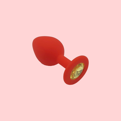 Foto 4 do produto Plug Anal "M" Cônico em Silicone Vermelho com Detalhe de Joia na Base - Seamless Butt Plug Starting | 7 x 3,5 cm | Disponível em 8 Cores