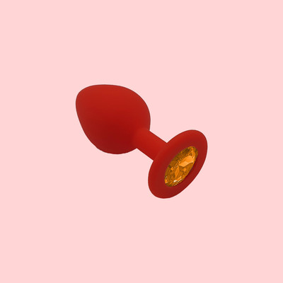 Foto 6 do produto Plug Anal "M" Cônico em Silicone Vermelho com Detalhe de Joia na Base - Seamless Butt Plug Starting | 7 x 3,5 cm | Disponível em 8 Cores