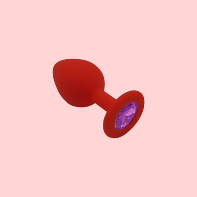 Foto 7 do produto Plug Anal "M" Cônico em Silicone Vermelho com Detalhe de Joia na Base - Seamless Butt Plug Starting | 7 x 3,5 cm | Disponível em 8 Cores
