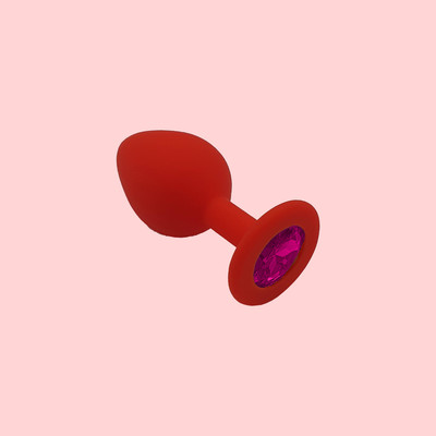 Foto 8 do produto Plug Anal "M" Cônico em Silicone Vermelho com Detalhe de Joia na Base - Seamless Butt Plug Starting | 7 x 3,5 cm | Disponível em 8 Cores