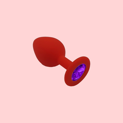 Foto 3 do produto Plug Anal "M" Cônico em Silicone Vermelho com Detalhe de Joia na Base - Seamless Butt Plug Starting | 7 x 3,5 cm | Disponível em 8 Cores