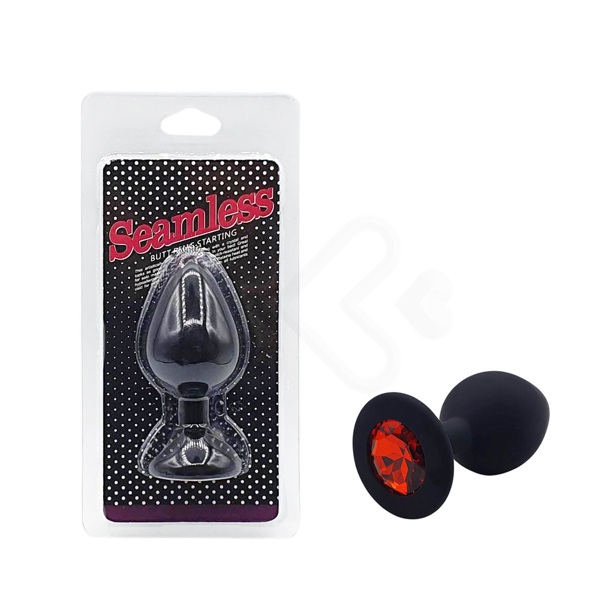 Plug Anal Cônico em Silicone Preto com Detalhe de Joia na Base - Seamless Butt Plug Starting | 7,1 x 3,4 cm | Disponível em 7 Cores - 13