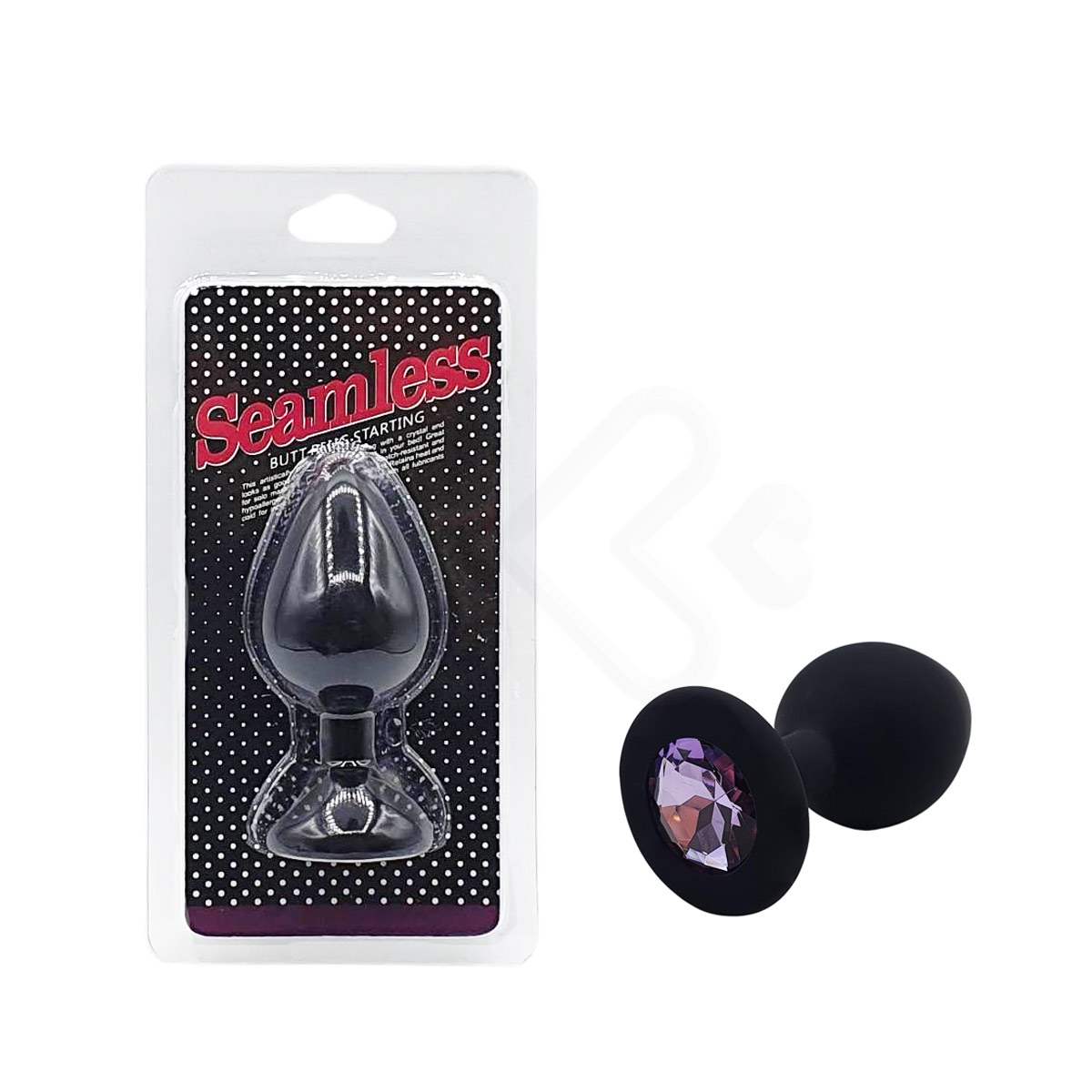 Plug Anal Cônico em Silicone Preto com Detalhe de Joia na Base - Seamless Butt Plug Starting | 7,1 x 3,4 cm | Disponível em 7 Cores - 9