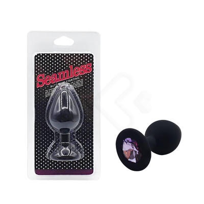 Foto 9 do produto Plug Anal Cônico em Silicone Preto com Detalhe de Joia na Base - Seamless Butt Plug Starting | 7,1 x 3,4 cm | Disponível em 7 Cores