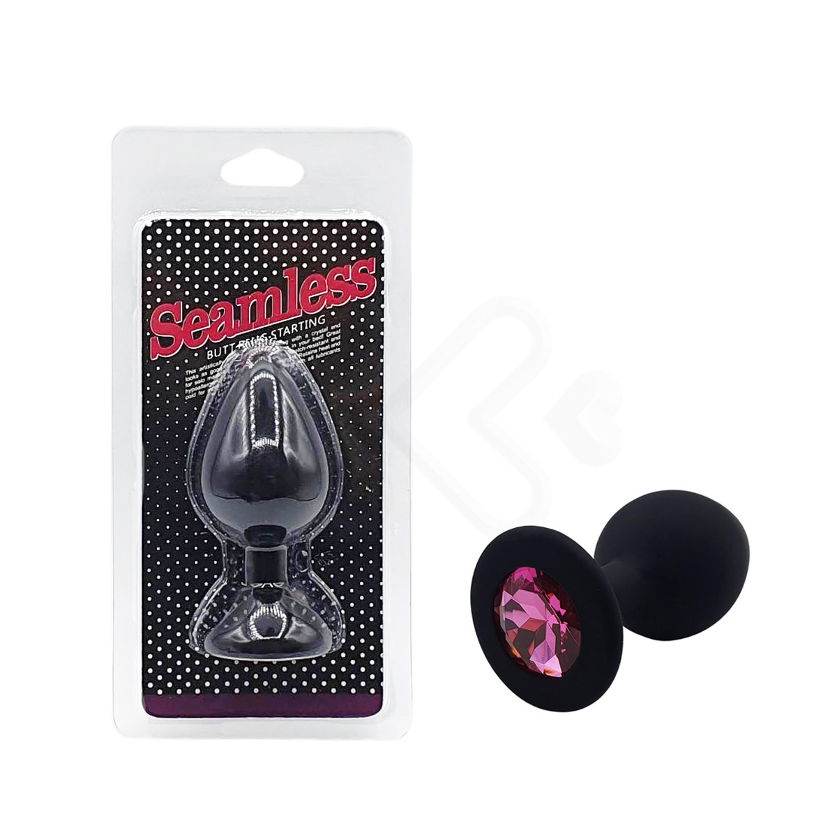 Plug Anal Cônico em Silicone Preto com Detalhe de Joia na Base - Seamless Butt Plug Starting | 7,1 x 3,4 cm | Disponível em 7 Cores - 11
