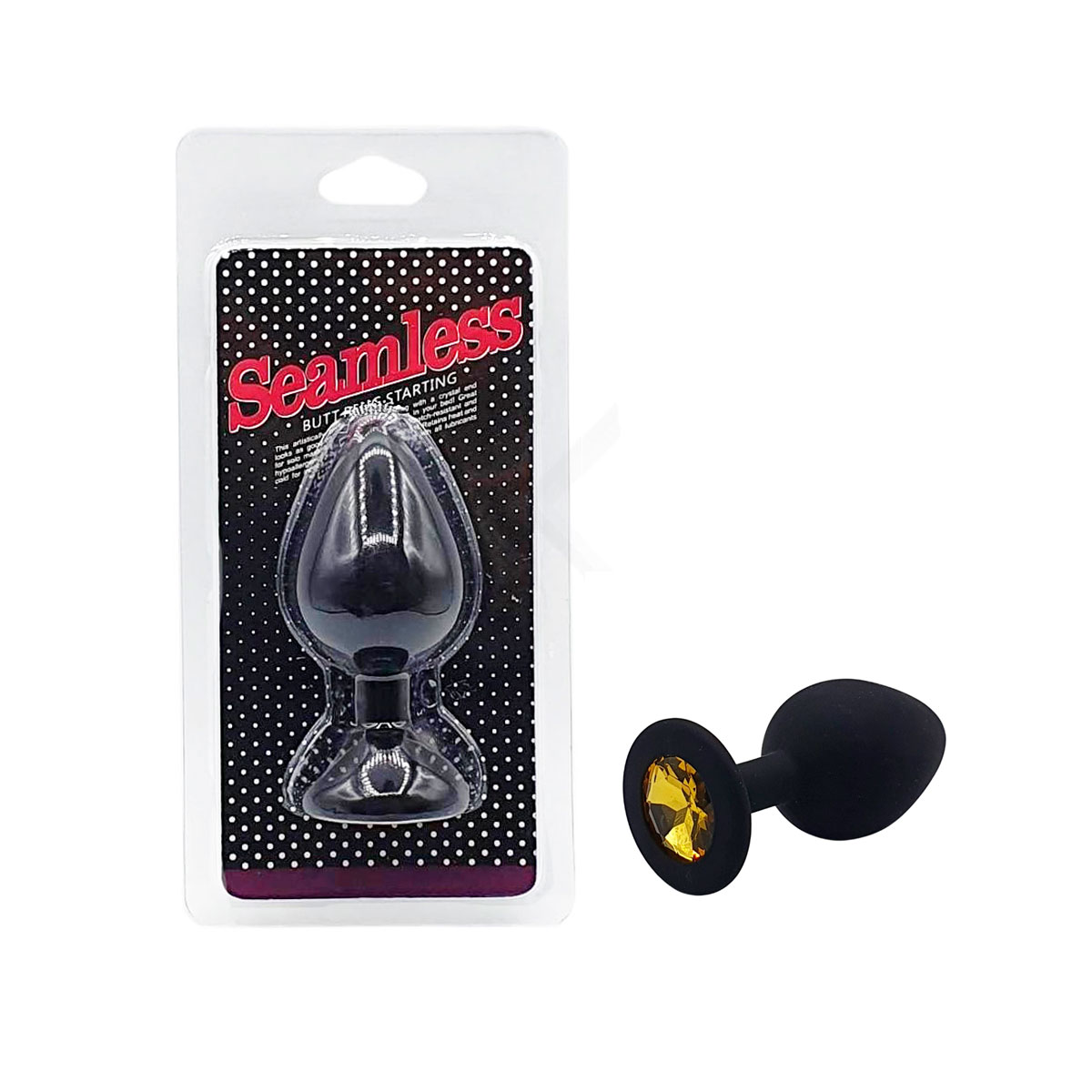 Plug Anal Cônico em Silicone Preto com Detalhe de Joia na Base - Seamless Butt Plug Starting | 7,1 x 3,4 cm | Disponível em 7 Cores - 3