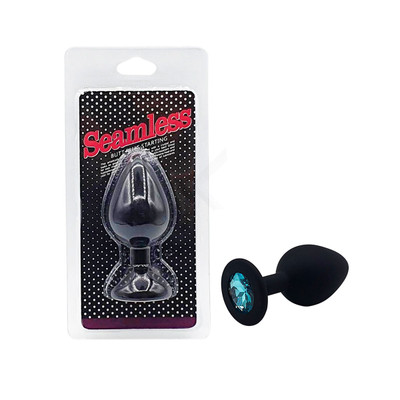 Foto 5 do produto Plug Anal Cônico em Silicone Preto com Detalhe de Joia na Base - Seamless Butt Plug Starting | 7,1 x 3,4 cm | Disponível em 7 Cores