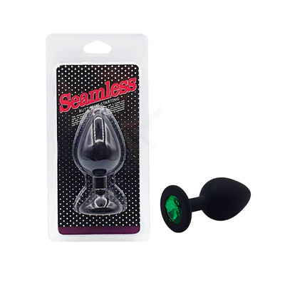 Foto 7 do produto Plug Anal Cônico em Silicone Preto com Detalhe de Joia na Base - Seamless Butt Plug Starting | 7,1 x 3,4 cm | Disponível em 7 Cores