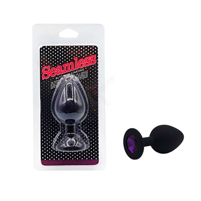 Foto 1 do produto Plug Anal Cônico em Silicone Preto com Detalhe de Joia na Base - Seamless Butt Plug Starting | 7,1 x 3,4 cm | Disponível em 7 Cores