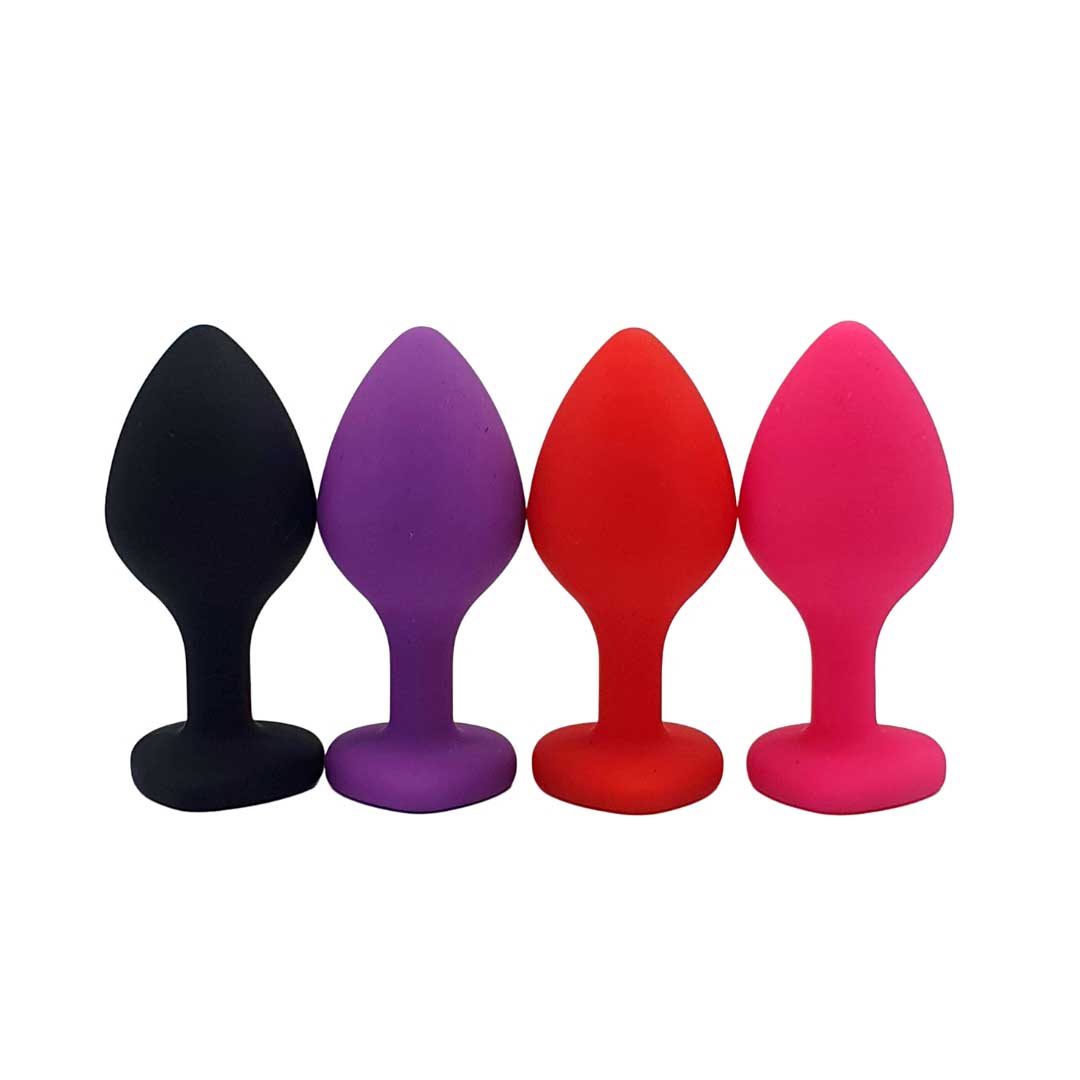 Plug Anal Cônico em Silicone no Tamanho ''M'' com Detalhe de Joia na Base de Coração - Topo Toys | 7 x 3,5 cm | Disponível em 4 Cores - 2
