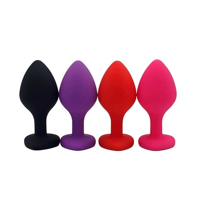 Foto 2 do produto Plug Anal Cônico em Silicone no Tamanho ''M'' com Detalhe de Joia na Base de Coração - Topo Toys | 7 x 3,5 cm | Disponível em 4 Cores