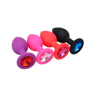 Foto 2 do produto Plug Anal ''M'' em Silicone com Formato Cônico e Detalhe de Joia na Base - Topo Toys | 7 x 3,5 cm | Disponível em 5 Cores