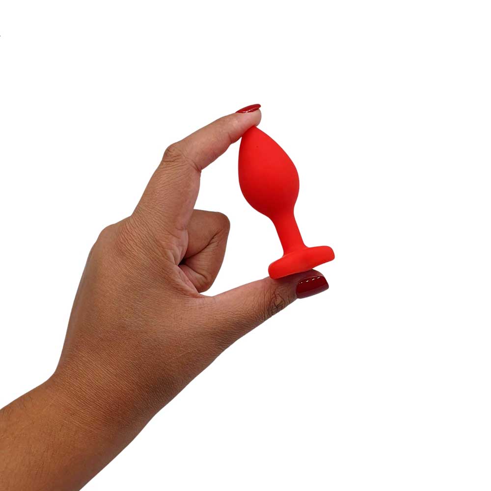 Plug Anal Cônico em Silicone no Tamanho ''P'' com Detalhe de Joia na Base de Coração - Topo Toys | 6,5 x 2,8 cm | Disponível em 4 Cores - 6