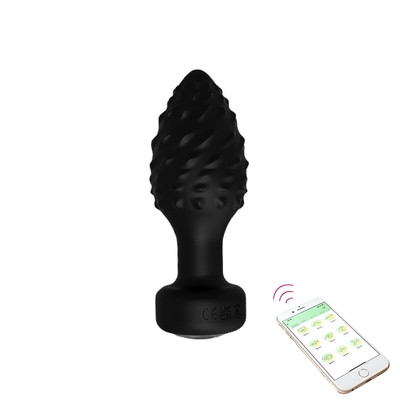 Plug Anal G em Formato Cônico com Texturas, 9 Modos de Vibração com Rotação e Controle Remoto Via App - YouVibe | 8 x 3,8 cm