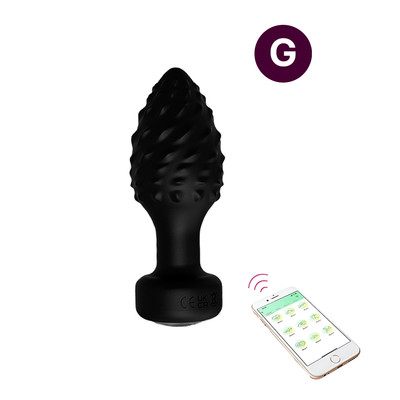 Plug Anal "G" em Formato Cônico com Texturas, 9 Modos de Vibração com Rotação e Controle Remoto Via App - YouVibe | 8 x 3,8 cm