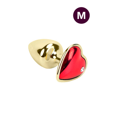 Plug Anal Cônico Tamanho "M" em Metal com Base no Formato de Coração e Strass - Hard | 6,5 x 3 cm