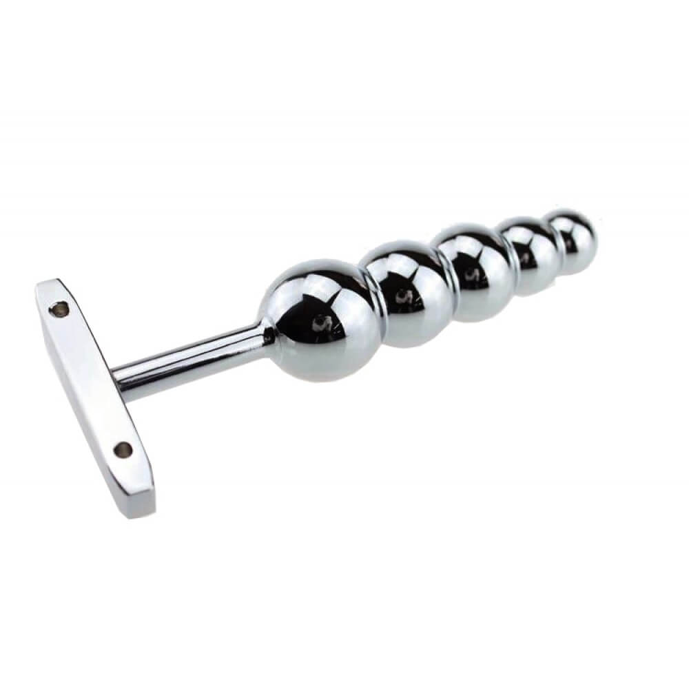 Plug Anal Cromado Escalonado em Alumínio com Alça - 14,1 x 3,2 cm - 2