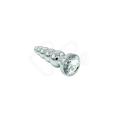 Foto 3 do produto Plug Anal Cromado Escalonado com Joia na Base - Lust Metal Silver Hard | Disponível em 12 Cores