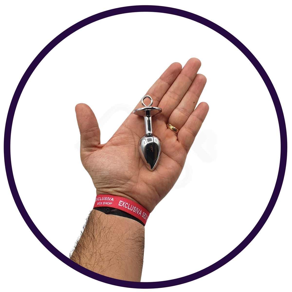 Plug Anal Cromado no Formato Cônico com Joia na Base e Sininho - 5,7 x 2,6 cm | Disponível em 4 Cores - 7