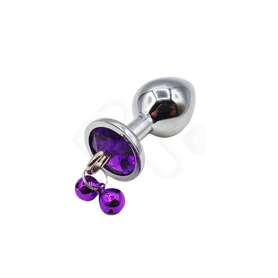 Foto 5 do produto Plug Anal Cromado no Formato Cônico com Joia na Base e Sininho - 7 x 3,3 cm | Disponível em 4 Cores