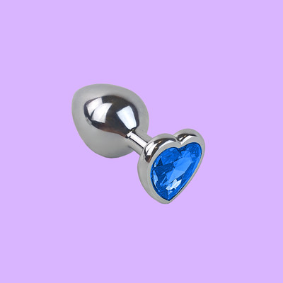 Foto 4 do produto Plug Anal "M" Cromado com Joia na Base - Lust Metal Diamond Heart | 7,5 x 3,4 cm | Disponível em 7 Cores