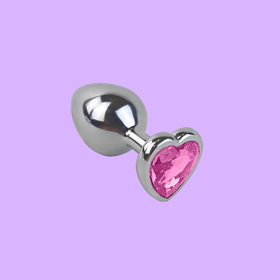 Foto 6 do produto Plug Anal "M" Cromado com Joia na Base - Lust Metal Diamond Heart | 7,5 x 3,4 cm | Disponível em 7 Cores