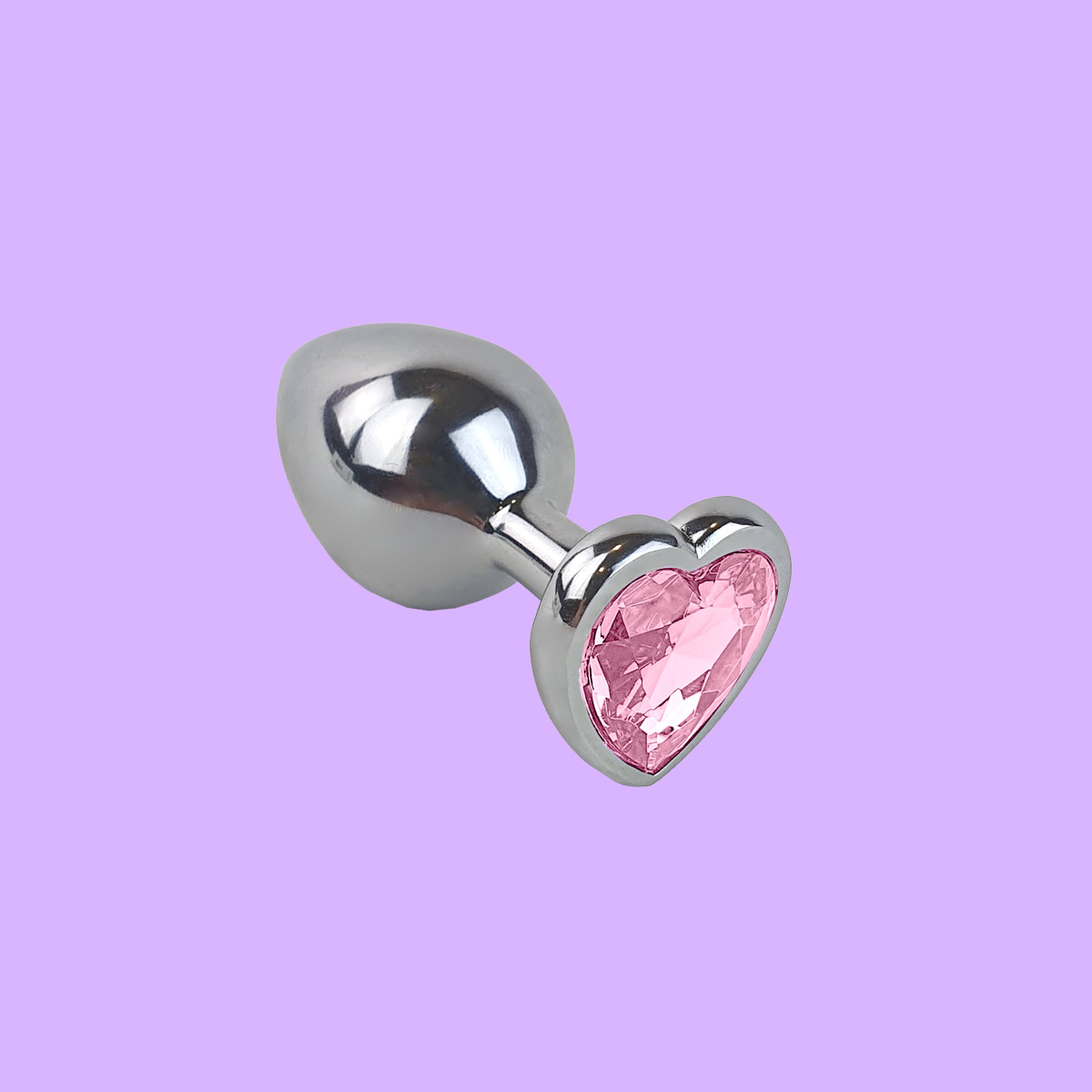 Plug Anal "M" Cromado com Joia na Base - Lust Metal Diamond Heart | 7,5 x 3,4 cm | Disponível em 7 Cores - 7