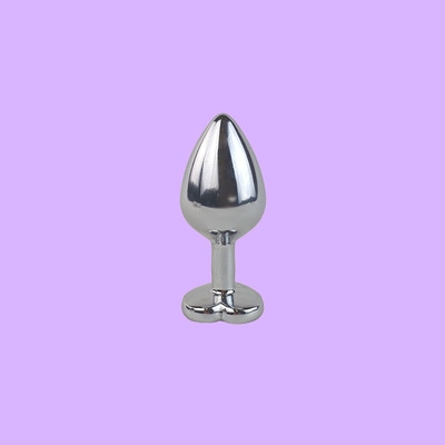 Foto 2 do produto Plug Anal "M" Cromado com Joia na Base - Lust Metal Diamond Heart | 7,5 x 3,4 cm | Disponível em 7 Cores
