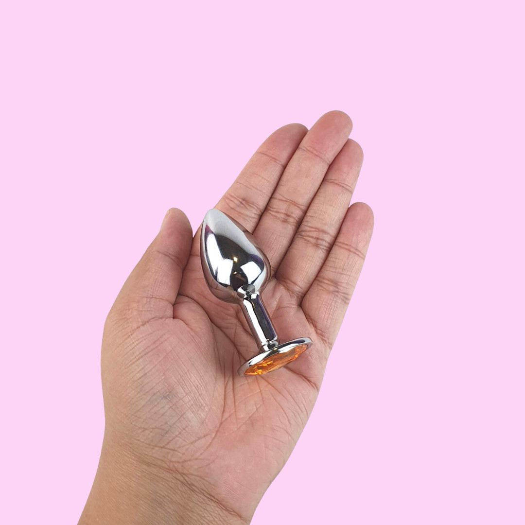 Plug Anal ''P'' Cromado com Joia na Base - Lust Metal Silver Diamond | 6,1 x 2,7 cm | Disponível em 5 Cores - 9