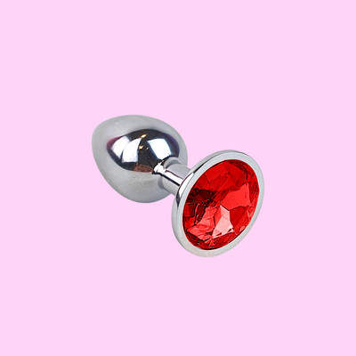 Foto 3 do produto Plug Anal ''P'' Cromado com Joia na Base - Lust Metal Silver Diamond | 6,1 x 2,7 cm | Disponível em 5 Cores