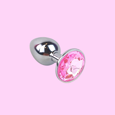 Foto 4 do produto Plug Anal ''P'' Cromado com Joia na Base - Lust Metal Silver Diamond | 6,1 x 2,7 cm | Disponível em 5 Cores